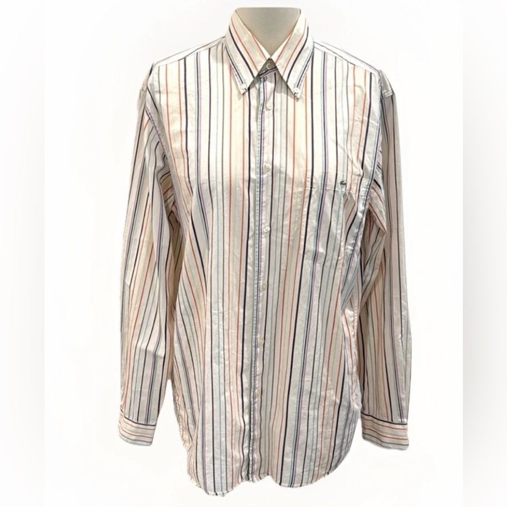Lacoste Men's Striped Casual Button Down Shirt - Multicolor Sz 40